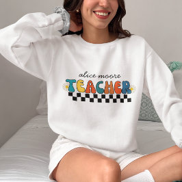 Cute Retro Groovy Colorful Teacher T Shirt