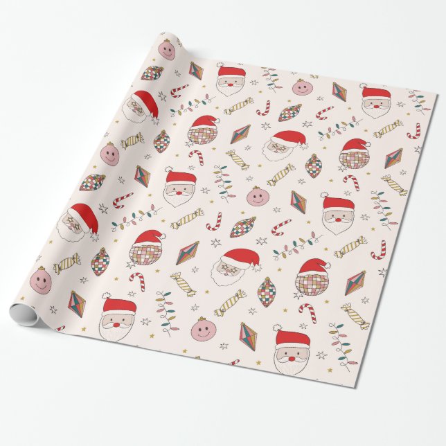 Cute Retro Groovy Presentpapper (Utrullad)