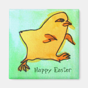 Cute retro gult Påsk chick art magnet