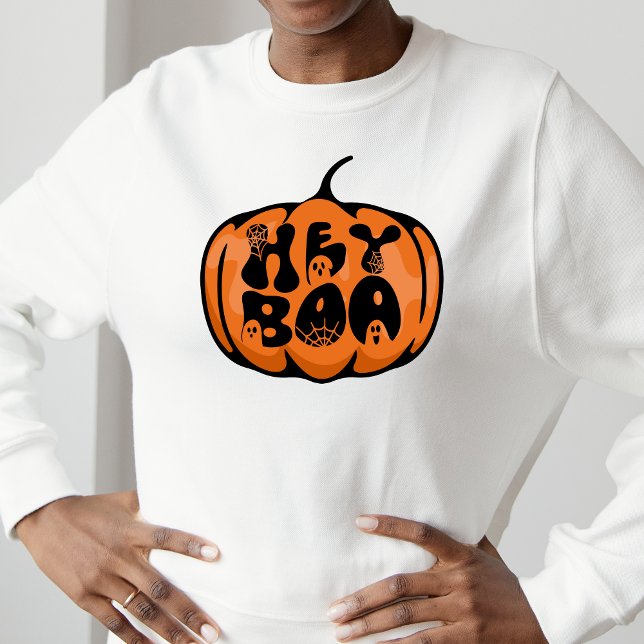 Cute Retro Halloween Hej Boo Pumpkin Ghost T Shirt (Skapare uppladdad)