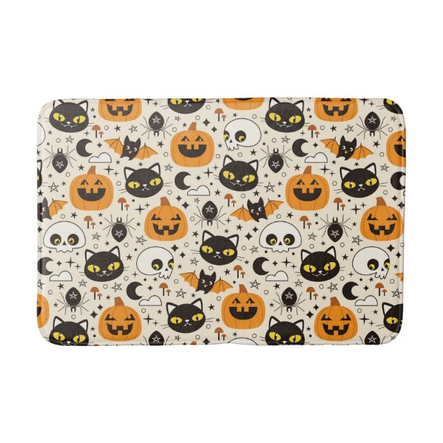 Cute Retro Halloween Mönster Badrumsmatta (Framsidan)