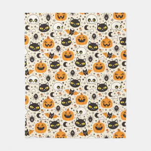Cute Retro Halloween Mönster Fleecefilt