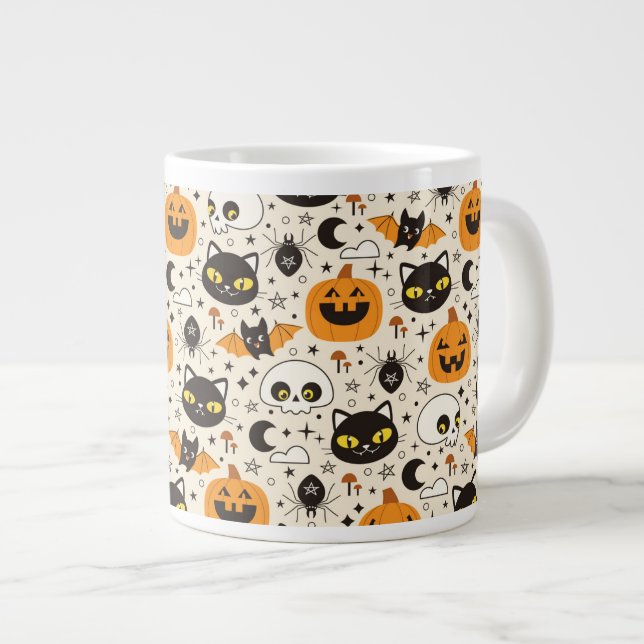 Cute Retro Halloween Mönster Jumbo Mugg (Framsida höger)