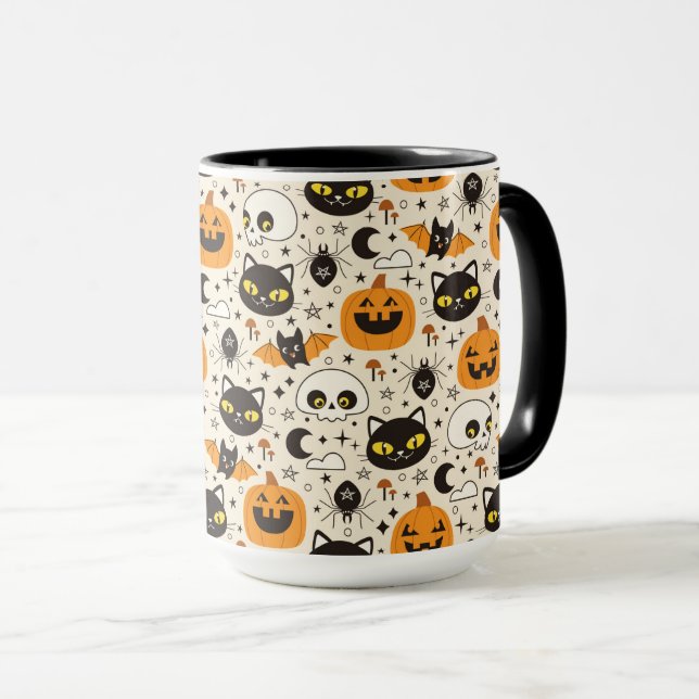 Cute Retro Halloween Mönster Mugg (Framsida höger)