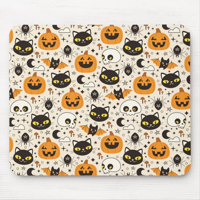 Cute Retro Halloween Mönster Musmatta (Framsidan)