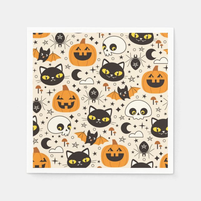 Cute Retro Halloween Mönster Pappersservett (Framsidan)
