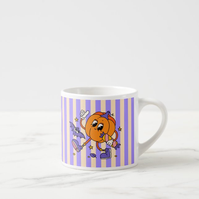 Cute Retro Halloween Pumpkin Espressomugg (Höger)