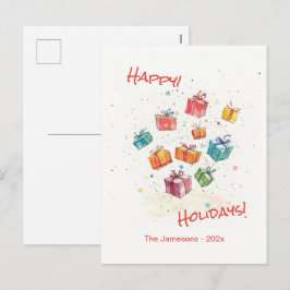 Cute Retro Happy Holidays Postcard Helg Vykort