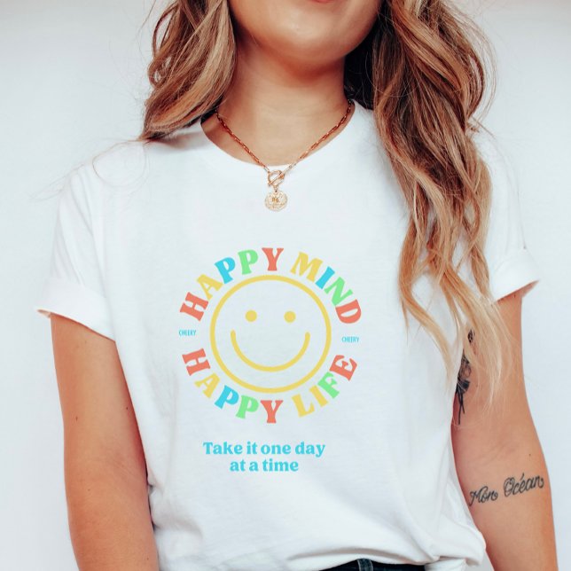 Cute Retro Happy Mind Happy Life T Shirt (Skapare uppladdad)