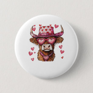 Cute Retro Highland Cow Cowboy Hat Heart Valentine Knapp