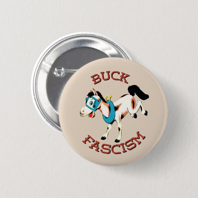 Cute Retro Horse - Buck Fascism Knapp (Framsida & baksida)
