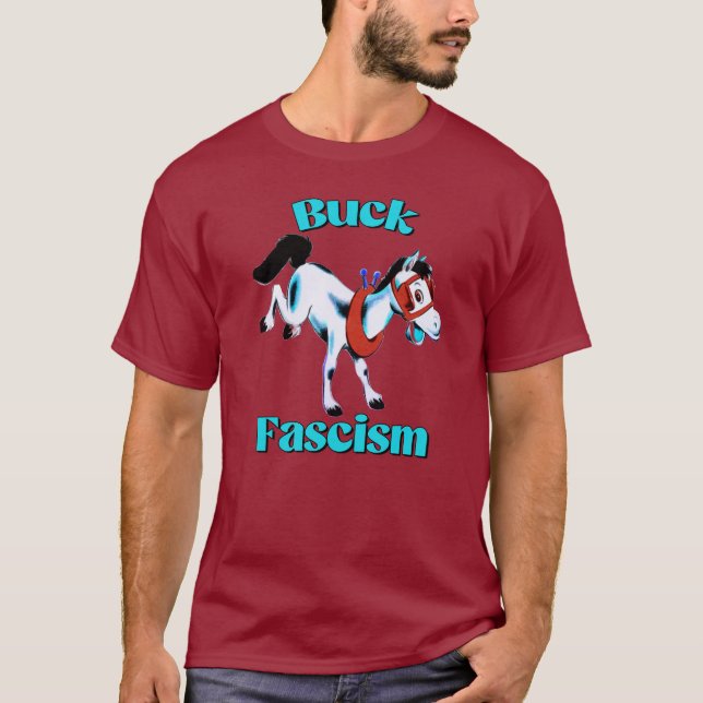 Cute Retro Horse - Buck Fascism T Shirt (Framsida)