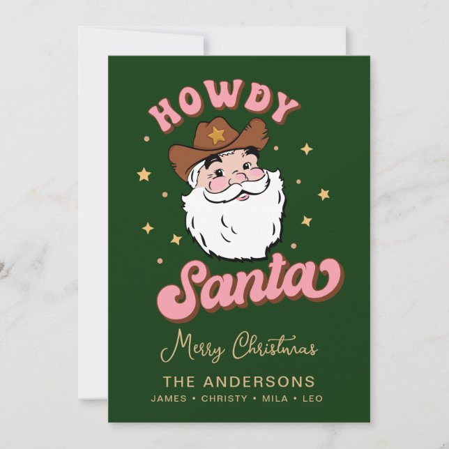 Cute Retro Howdy Santa Cowboy Texas jul Invi Inbjudningar (Framsida)