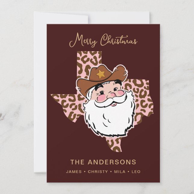 Cute Retro Howdy Santa Cowboy Texas jul Invi Inbjudningar (Framsida)