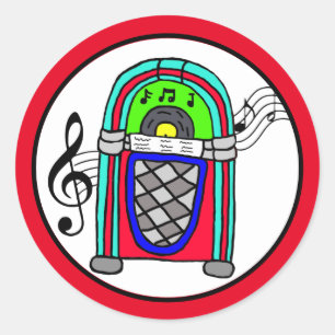 Cute Retro Jukebox Musik noter Nostalgic Runt Klistermärke