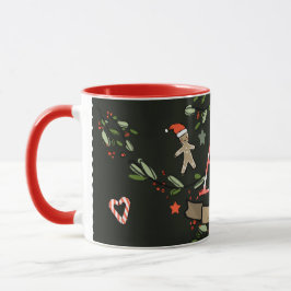 Cute Retro jul Monogram "A" med namn Mugg