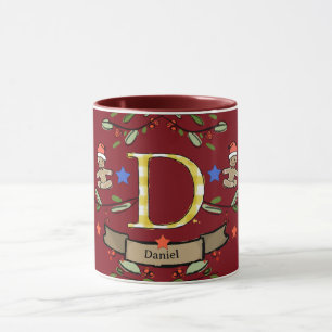 Cute Retro jul Monogram "D" med namn Mugg