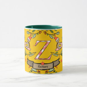 Cute Retro jul Monogram "Z" med namn Mugg