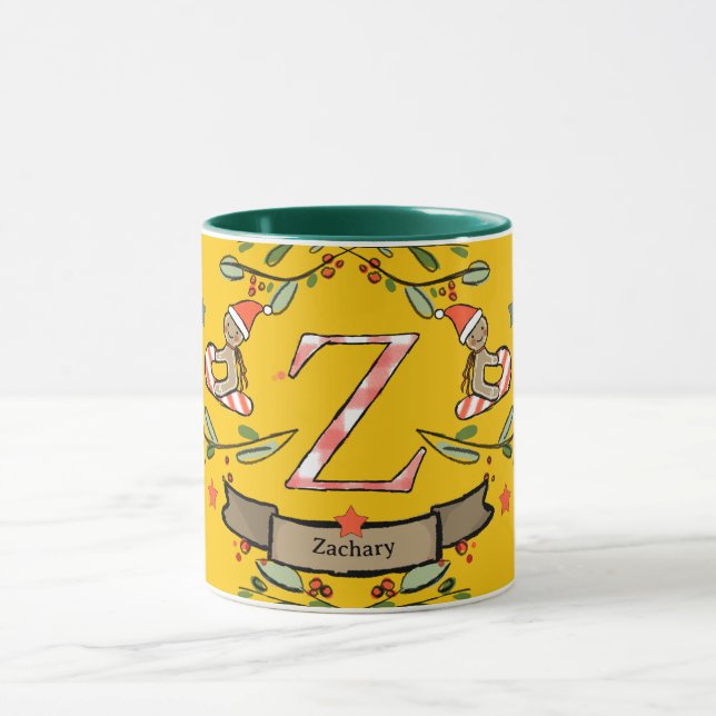 Cute Retro jul Monogram "Z" med namn Mugg (Center)