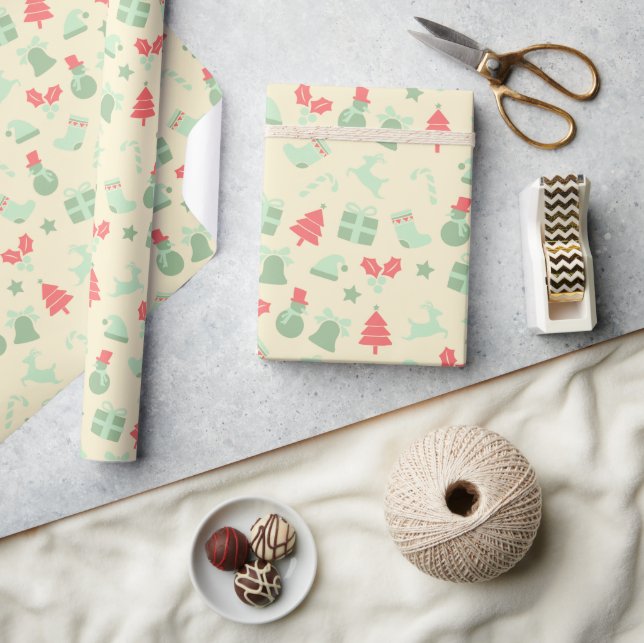Cute Retro-julklapp papper Presentpapper (Hantverk)