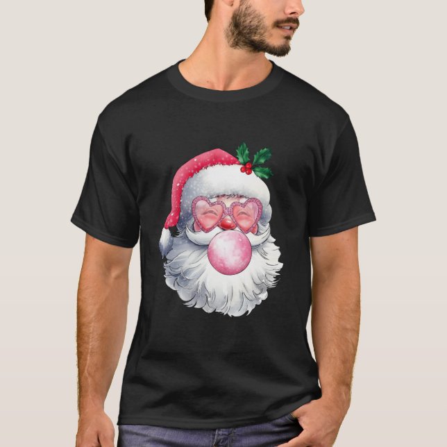 Cute Retro jultomte Bubble Gum Vint T Shirt (Framsida)