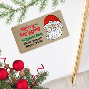 Cute Retro Jultomten God jul Adressetikett