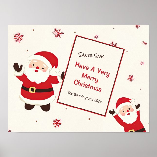 Cute Retro-jultomten Poster (Framsidan)