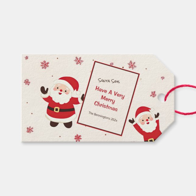 Cute Retro jultomten Presentetikett (Framsidan (Horisontell))