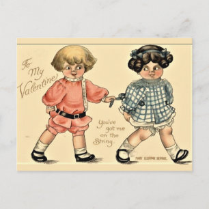 Cute Retro Kärlek Children Illustration Helg Vykort