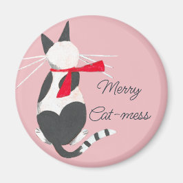 Cute retro-katt -  rosa jul magnet