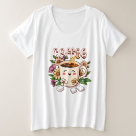 Cute Retro Kawaii Coffee and Flowers T Shirt