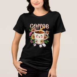 Cute Retro Kawaii Coffee and Flowers T Shirt