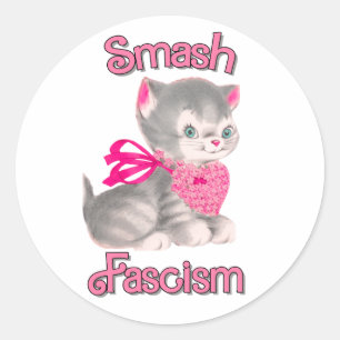 Cute Retro Kitten - Smash Fascism Runt Klistermärke