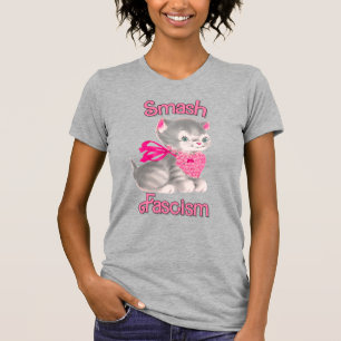 Cute Retro Kitten - Smash Fascism T Shirt