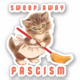 Cute Retro Kitten - Sweep Away Fascism Klistermärken