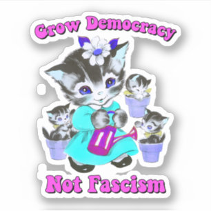 Cute Retro Kittens - Groda demokrati, inte fascism Klistermärken