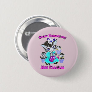 Cute Retro Kittens - Groda demokrati, inte fascism Knapp