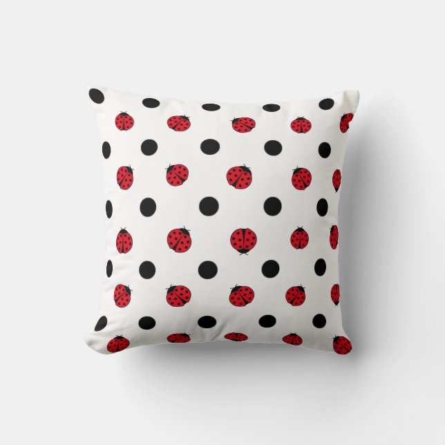 Cute retro ladybug mönster kudde (Framsida)