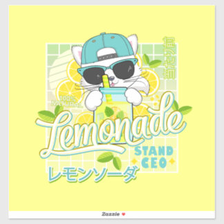 Cute Retro Lemonade stand CEO Anime Cat Klistermärken