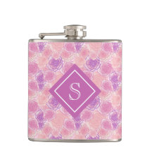 Cute Retro Lila Ro Blommigt Monogram