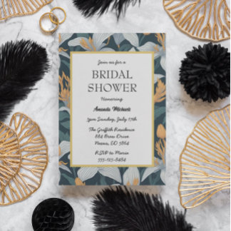 Cute Retro Lilies Blommigt Inbjudningskort för möh