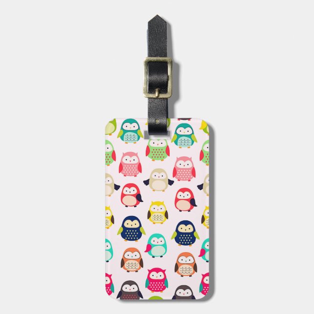 Cute Retro Litte Uggla Bagagebricka (Vertikal Framsida)