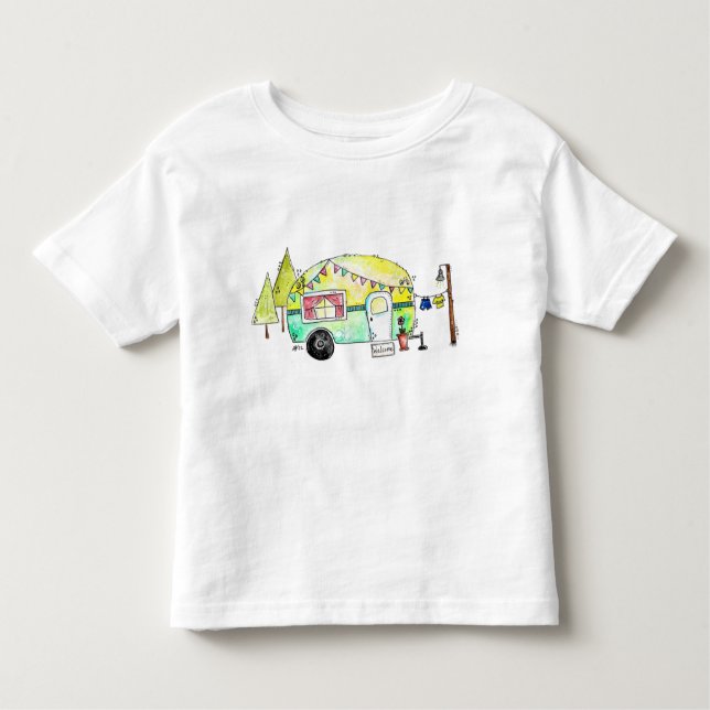 Cute Retro Lycklig Camper T Shirt (Framsida)