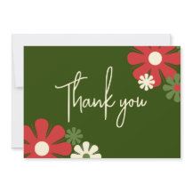 Cute Retro Modern Blommigt Red and Grönt