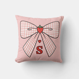 Cute Retro Monogram Initials Strawberry Coquette Kudde