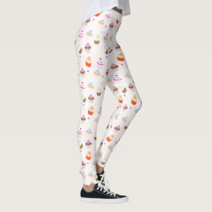 Cute Retro-Muffinsar Söta Dessert Cake Mönster Leggings