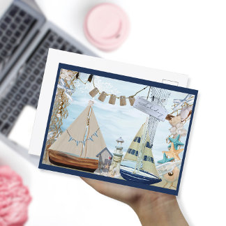 Cute Retro Nautical Leksak Hälsning Vykort