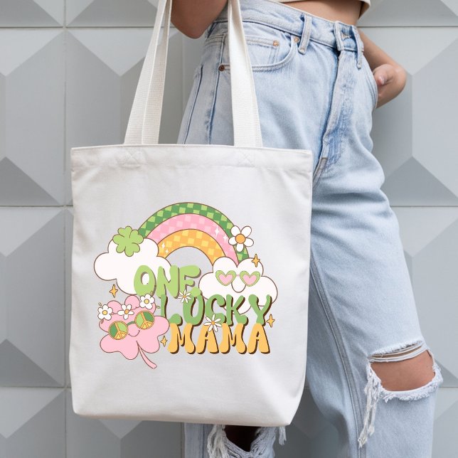 Cute Retro One Lucky Mama St. Patrick’s Day Tygkasse (Skapare uppladdad)