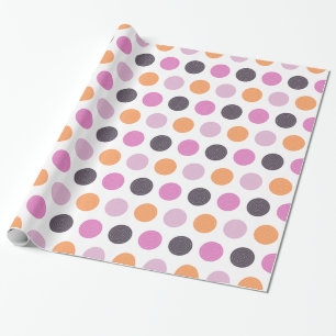 Cute Retro Orange Lila Rosa Polka Dot Mönster Presentpapper
