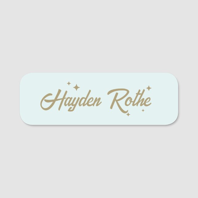 Cute Retro Pastel Blue Namnbricka (Framsida)